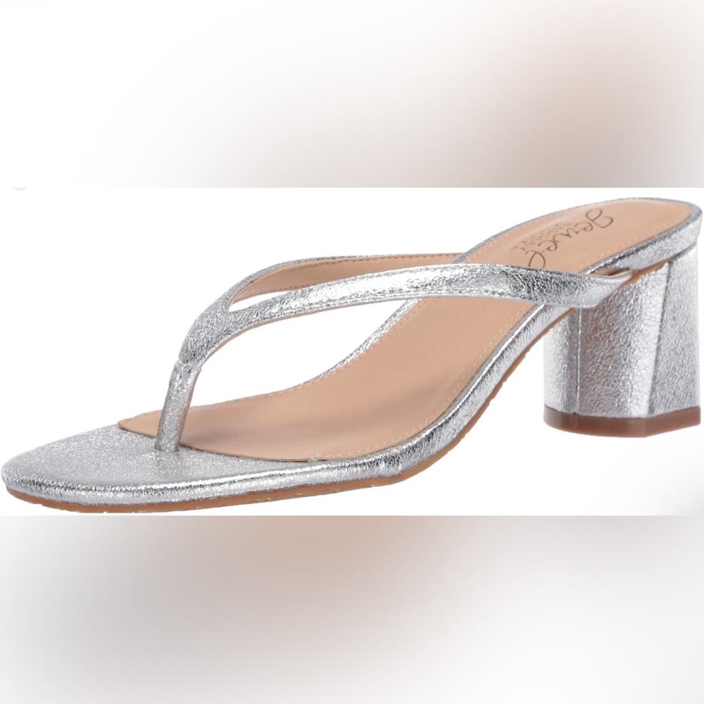 New Jewel Badgley Mischa Women’s Bravery Sandal, Silver Textile Size 11.